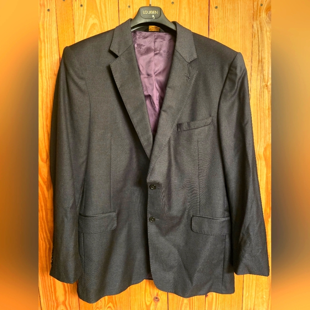 Jos A Bank Mens Blazer Gordon Wool Black Signature Gold - Size 46 LG